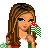 Pixel art contact sheet showing multiple frames of an animated icon featuring a cartoon woman with long brown hair, Italian flag colors, and green text reading 'no one like a does ITALIAN it' on white background.