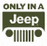 Static pixel art icon featuring 'ONLY IN A' text above a dark green banner with 'Jeep' in white, flanked by circular and vertical bar elements.