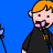 Animated cartoon character with orange hair and black outfit, holding flowers, changing expressions and flower colors across frames.