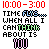 Pixelated text displays time range and romantic message with colored lettering on white background.