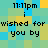 Pixelated text displays 'i wished for you by' with time stamps on a of blue, green, and yellow squares