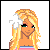 Animated contact sheet of a pixel art character with blonde hair and flower accessory, showing partial body views alongside repeated "aloha" text in alternating colors on green/yellow backgrounds.