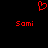 Red pixelated heart symbol above two instances of the text 'Sami' on a black background.