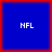 Four identical blue squares with white text "NFL" arranged in a on a red background