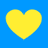 Four yellow heart shapes on a solid blue background, arranged in two of two