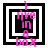 Four square display a black-and-white layered box pattern with pink text reading 'i live in a box' across all frames