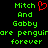 Green pixelated text on black background reads "Mitch And Gobby are penguirare penguin forever" with red heart symbol replacing 'and' in first line.