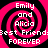 Four identical pink and black spiral patterns with white text reading "Emily and Alicia Best Friends FOREVER" arranged in a