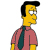 Pixelated character with yellow skin, black hair styled upward, wearing a pink short-sleeve shirt and dark green tie.