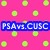 Pixelated icon with pink background and green dots, featuring blue 'PSA vs. CUSC' text, yellow 'UMMMMM...' text, and red 'PSA UNITED' text.