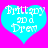 Two identical blue heart-shaped icons with white pixelated text on a bright pink background, each displaying 'Brittany and Dren' in stylized lettering.
