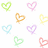Pixelated heart shapes in multiple pastel colors arranged on a white background with the text 'ALLIE' in bold black letters.