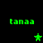 Green pixelated text 'tanaa' appears in four corners of a black background with three green stars positioned between them.