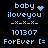 Pixelated blue text and symbols on black background with two distinct animation states showing heart-to-star transition in 'baby' line.