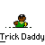 Pixelated character in green shirt and gold chain with three variations showing text bubbles and repeated text below.