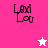Pixelated 'Lori' text in black with a white star on pink background and black text with a pink star on white background.