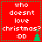 Red pixelated icon with white text reading "who doesnt love christmas? :DD" and a green Christmas tree, split into four quadrants with dotted green borders.