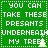 Green background with white pixelated text reading 'YOU CAN TAKE THESE PRESENTS UNDERNEATH MY TREE' and a small white tree icon, repeated in a
