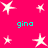 A static image with a bright pink background featuring multiple white star shapes and four instances of the word "gino" in cyan text.