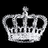 Two silver crown icons on black background; right crown has cyan text overlay reading 'Me Love You' with pixelated appearance.