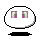Pixelated cartoon face with pink eyes and a green banner reading 'Kawaii' above black base, transitioning to same face with 'Faces' on the banner.