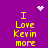 Purple background with yellow text reading "I Love Kevin more" in four quadrants, white pixelated heart and starburst symbols at top corners, and a central white starburst symbol.