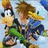 Pixelated static image shows two cartoon characters in profile view against light blue background, one with brown hair and yellow beak-like nose, the other with green pants and dark shoes.