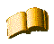 Animated sequence of a golden book icon with pages turning, showing multiple states from open to closed.