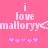 Pixelated pink background with white text reading "i love malloryy" and a of small purple stars below, displayed in two identical side-by-side sections