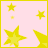 Pixelated yellow stars of varying sizes on a light pink background with a solid yellow border.