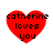 Red heart-shaped icon with black text 'catherine loves you' in pixelated font, displayed in four identical static views.