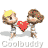 Animated pixel art of two cartoon figures holding a red heart, with one figure's hair changing from brown to blonde across frames.