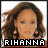 identical pixelated images showing a woman with brown wavy hair, blue eyes, and orange earrings beneath the text RIHANNA in white letters on an orange background