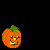 Six pixelated orange pumpkin icons with green stems arranged in a 3x2 contact sheet, each displaying distinct carved facial expressions against a black background.