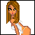 Pixel art contact sheet showing three frames of an animated icon featuring a cartoon woman in white bikini top with long brown hair, displaying slight pose variations across frames.