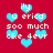 Red background with repeating light blue heart shapes and white pixelated text reading 'ily u erica 500 much c8e 4evr' in a pattern