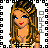 Animated contact sheet of a pixel-art character in various poses and outfits with repeated plaid patterns, heart symbols, and text elements.