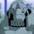 A four- shows a gray armored figure, blonde character in red coat, alchemical symbol on stained glass, and blank space