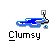 Animated contact sheet of a pixel art buddy icon showing sequential frames of a character interacting with a blue water-like object on a gray background.