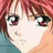 Pixelated anime-style close-up of a character's face with reddish-brown hair, large eyes, and light skin tone on a gradient background.
