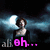 Animated sequence showing a woman with short brown hair against a dark cloudy background, with changing pink text and partial names.
