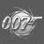 Four grayscale 007 logos with gun symbols transition from dark to light tones