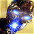 A split-frame contact sheet showing a pixelated Terminator 3 character on the left and green text reading "Original Icons .com" on the right, with visible animation frames of glowing blue eyes.