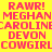 Pixelated text in red on four colored backgrounds: yellow, green, blue, and cyan, with identical text repeated across all sections.
