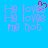 Blue background with repeated purple text 'H' and 'love not', one instance of red heart symbol above the word 'love'.