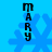 Blue background with four vertical 'MARY' text stacks and blue snowflake symbols, each text stack showing slight pixel variation across frames.