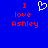 Blue background with red pixelated text 'I love Ashley' on both sides and a white heart symbol in the center.