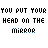 Pixelated text repeats across three with 'MIRROR' in blue below each phrase, forming a of identical phrases