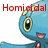 Blue cartoon character with yellow accents and red chest markings appears in four , each showing different text overlays