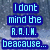 Pixelated blue text on a gray background reads "I dont mind the A.O.I.M. beacause..." and "you cant tell I have been CRYING!" with two small pixelated hearts.